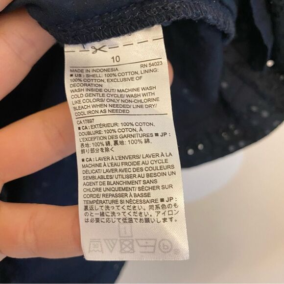 Banana Republic Sleeveless Eyelet Shift Dress Navy blue- Size 10 - Picture 8 of 13